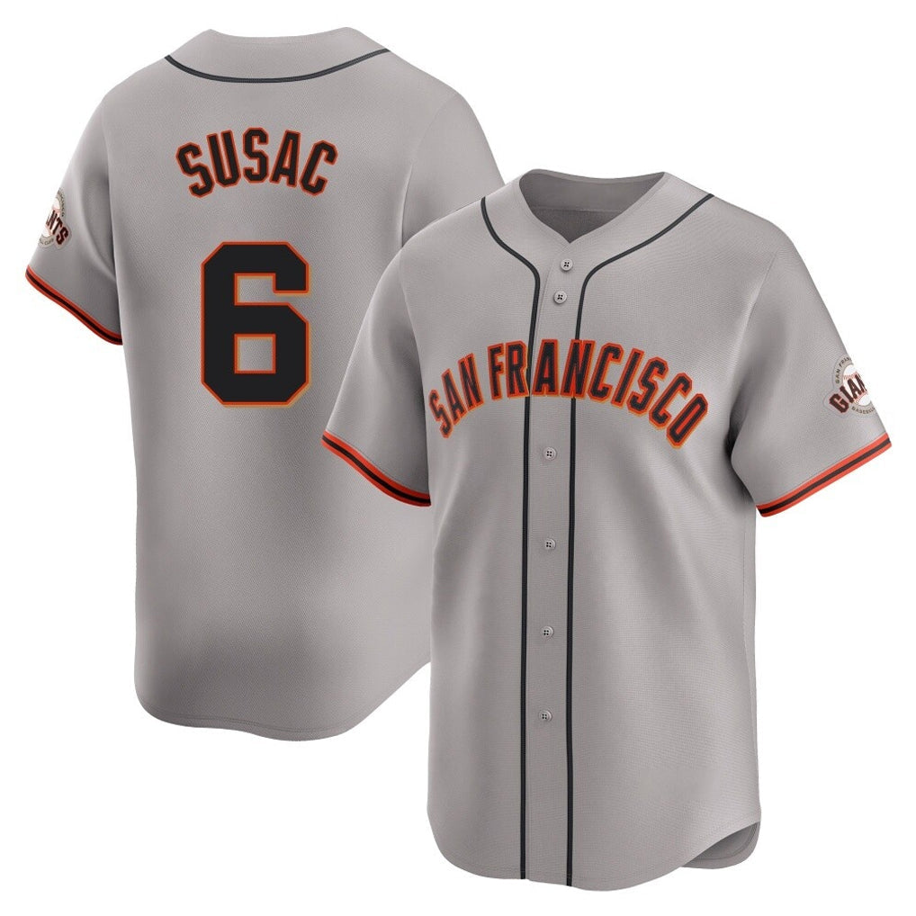 Elroe SF.Giants #6 Daniel Susac Player Gray Home Limited Stitched Jerseys