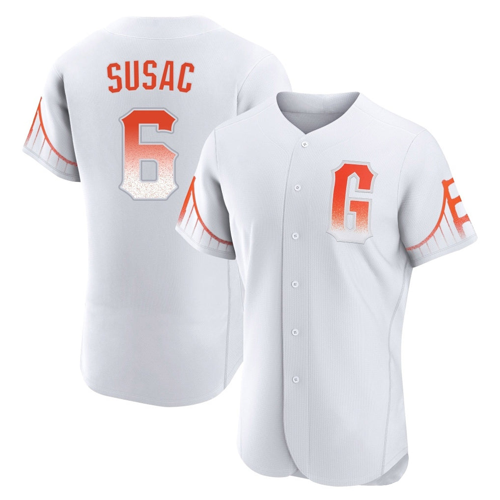 Elroe SF.Giants #6 Daniel Susac Player White City Connect Home Limited Elite Stitched Jerseys