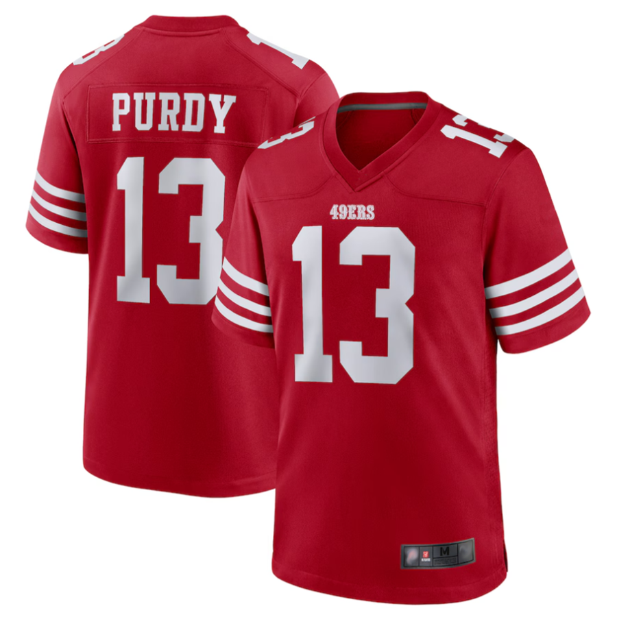 Elroe SFr.49ers #13 Brock Purdy Player Scarlet Replica Game Stitched Jerseys