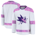 Elroe S.Jose Sharks White 2024 Hockey Fights Cancer Practice Jerseys