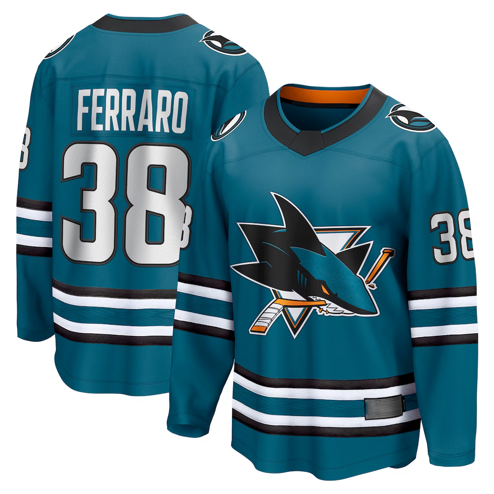 Elroe S.Jose Sharks #38 Mario Ferraro Teal Home Breakaway Player Jerseys