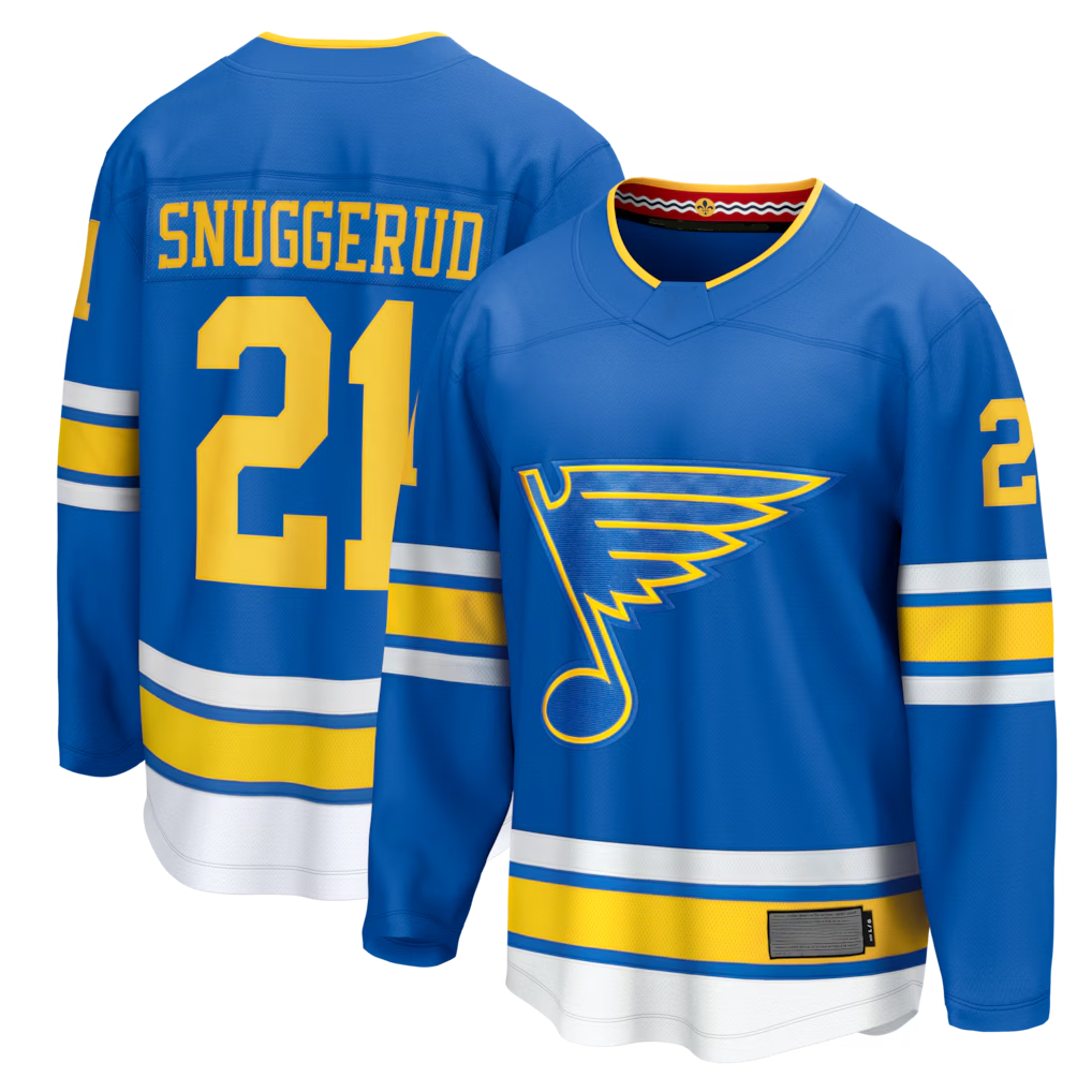Elroe St.L.Blues #21 Blues Jimmy Snuggerud Blue Home Breakaway Jerseys