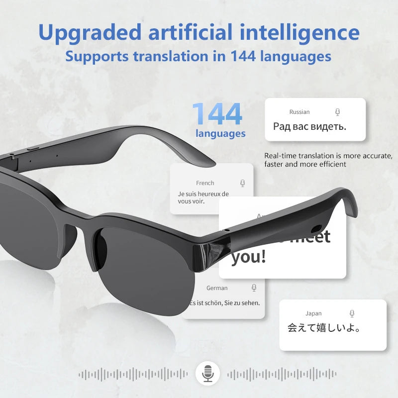 AI Smart Glasses 8MP HD Camera 8K Shooting AI Real-time Translation with Bluetooth 6.0 Earphones Call Recording Music Sunglasses