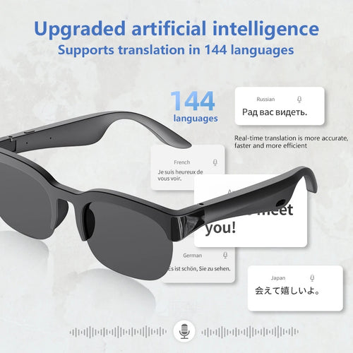 AI Smart Glasses 8MP HD Camera 8K Shooting AI Real-time Translation with Bluetooth 6.0 Earphones Call Recording Music Sunglasses