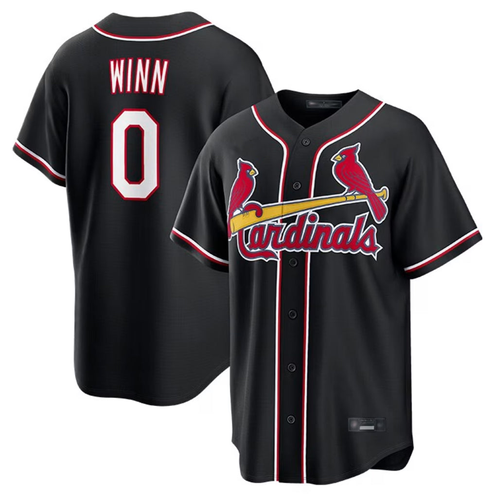 Elroe St. Louis Cardinals #0 Masyn Winn Player Black Carbon Fashio Game Stitched Jerseys