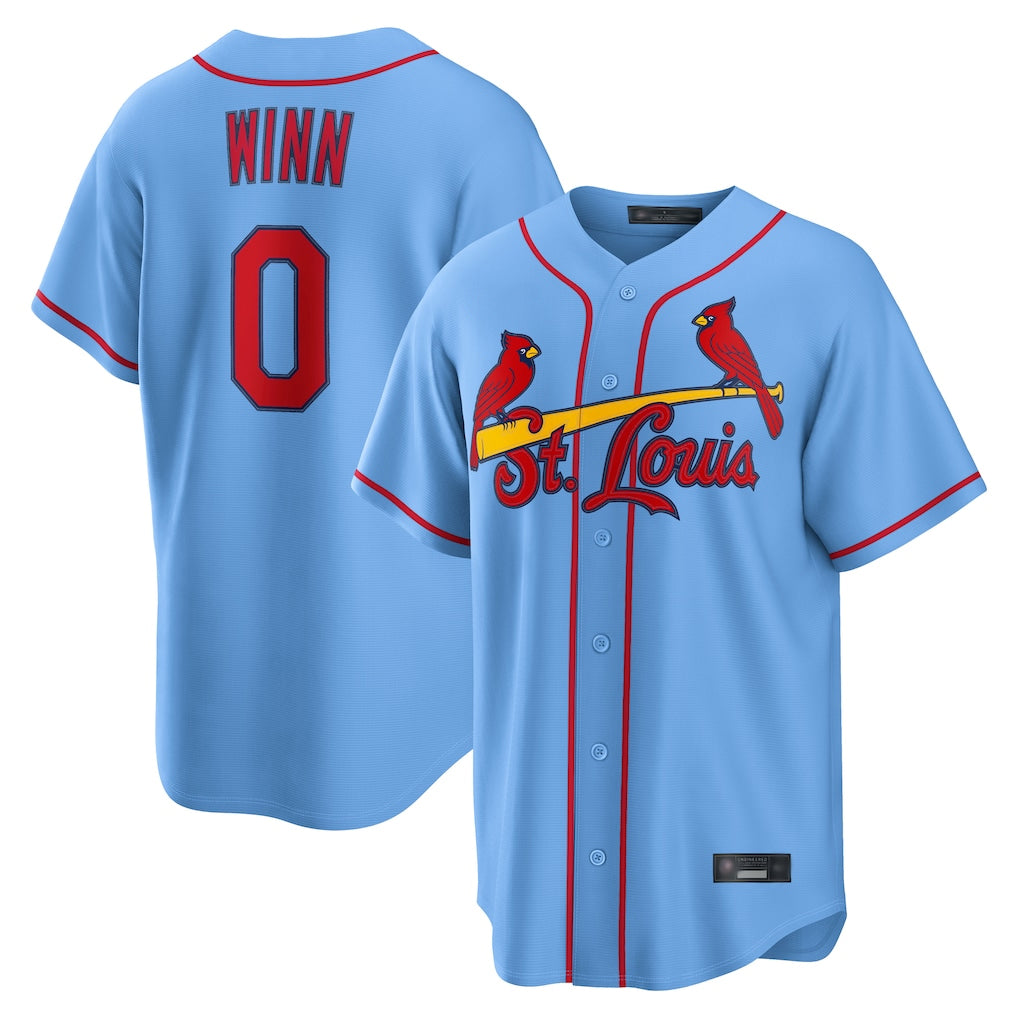 Elroe St. Louis Cardinals #0 Masyn Winn Player Light Blue  Home Game Stitched Jerseys