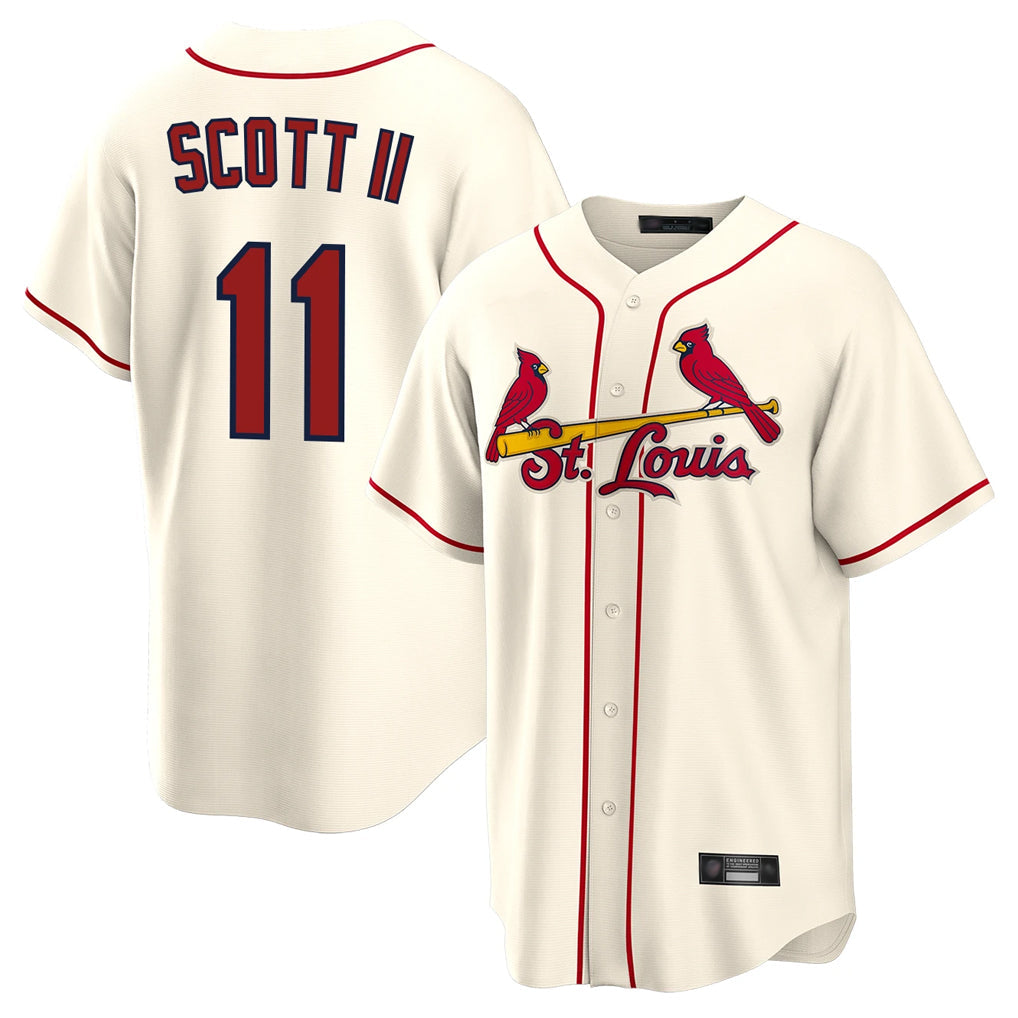 Elroe St. Louis Cardinals #11 Victor Scott II Player Cream Home Game Stitched Jerseys