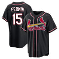 Elroe St. Louis Cardinals #15 Jose Fermin Player Black Carbon Fashio Game Stitched Jerseys