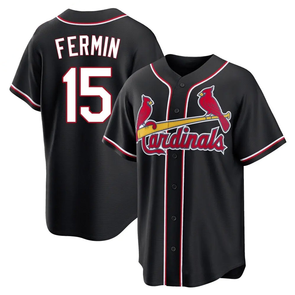 Elroe St. Louis Cardinals #15 Jose Fermin Player Black Carbon Fashio Game Stitched Jerseys
