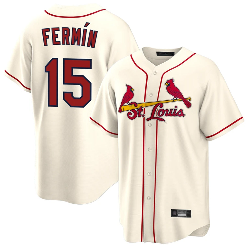 Elroe St. Louis Cardinals #15 Jose Fermin Player Cream Home Game Stitched Jerseys