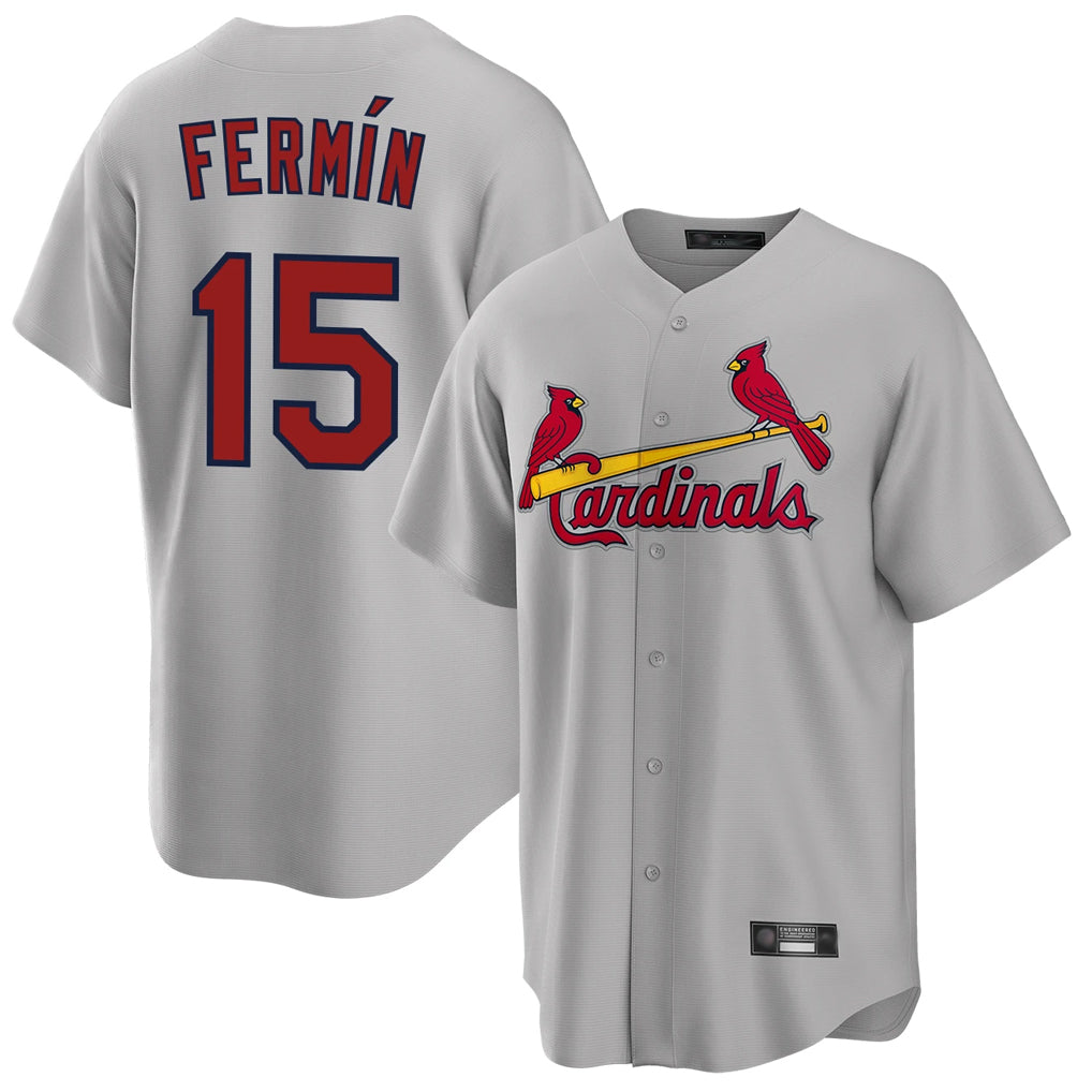 Elroe St. Louis Cardinals #15 Jose Fermin Player Gray Home Game Stitched Jerseys