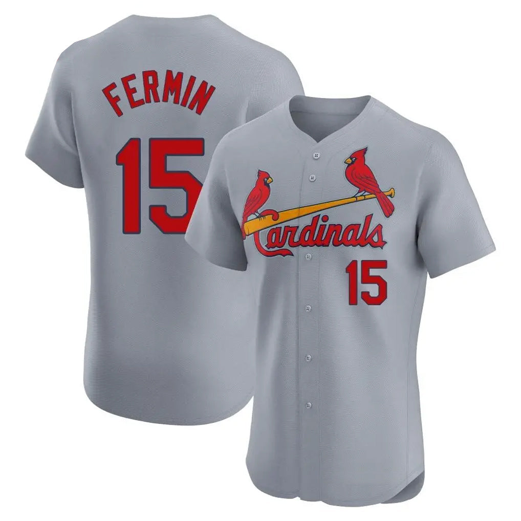 Elroe St. Louis Cardinals #15 Jose Fermin Player Gray Home Limited Elite Stitched Jerseys