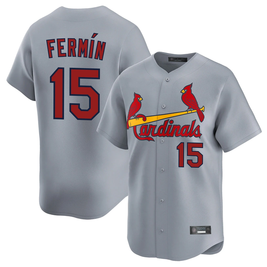 Elroe St. Louis Cardinals #15 Jose Fermin Player Gray Home Limited Stitched Jerseys