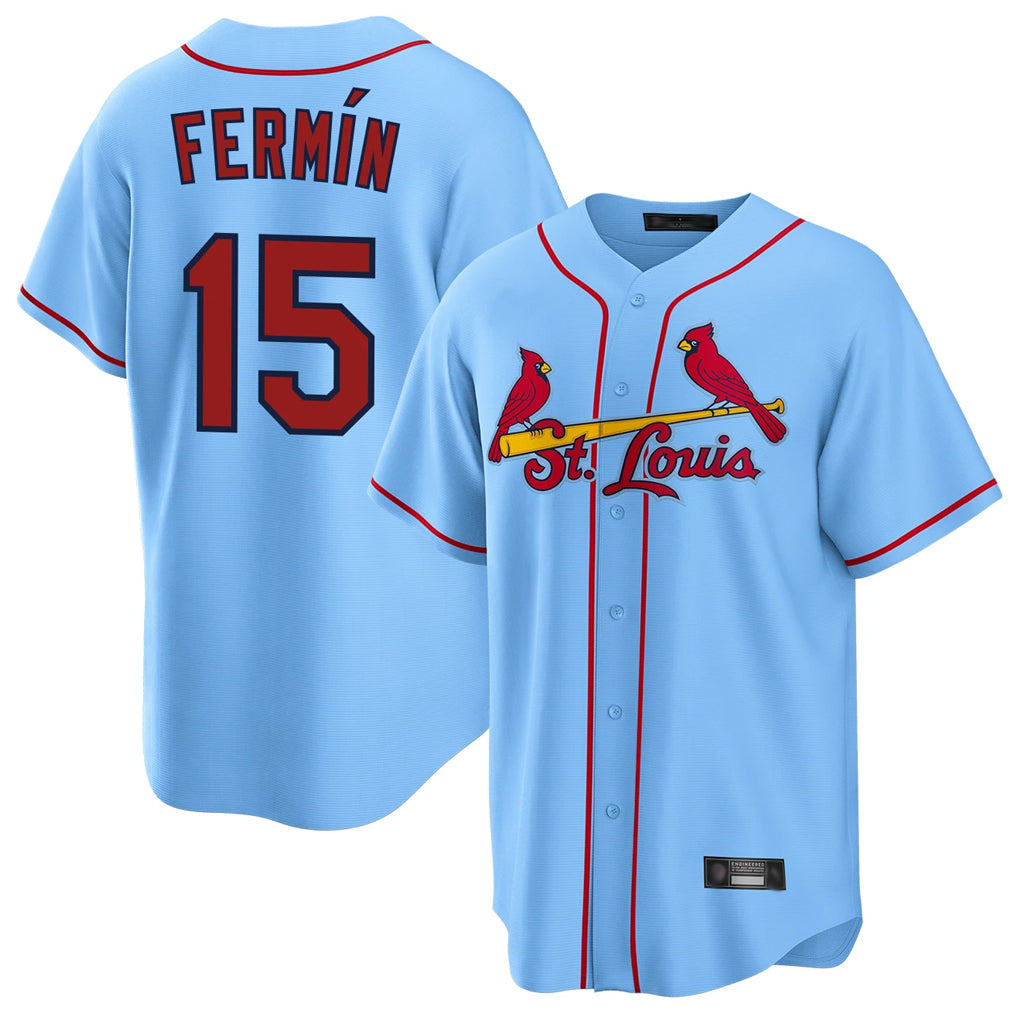 Elroe St. Louis Cardinals #15 Jose Fermin Player Light Blue Home Game Stitched Jerseys
