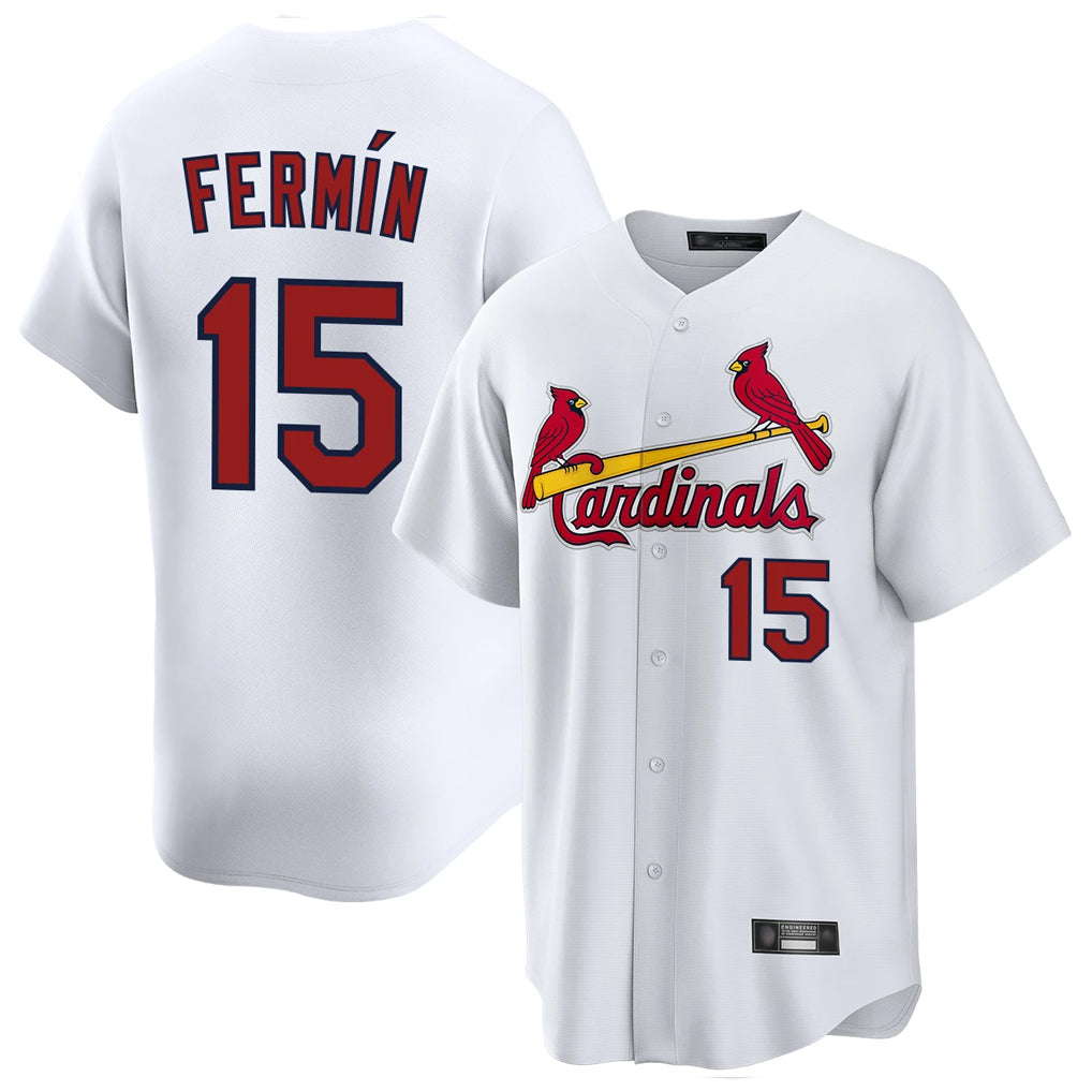 Elroe St. Louis Cardinals #15 Jose Fermin Player White Home Game Stitched Jerseys