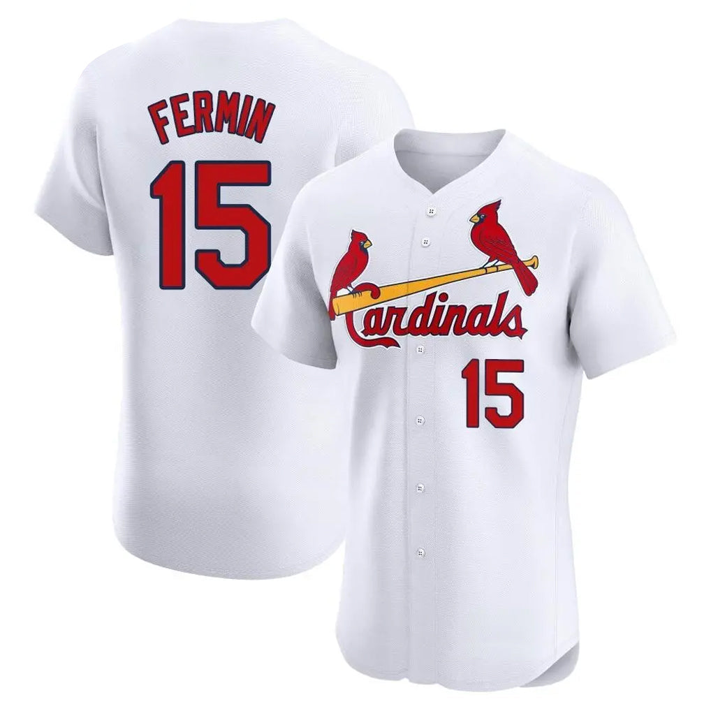 Elroe St. Louis Cardinals #15 Jose Fermin Player White Home Limited Elite Stitched Jerseys