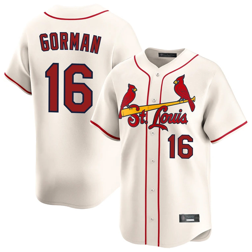 Elroe St. Louis Cardinals #16 Nolan Gorman Player Cream Home Limited Stitched Jerseys