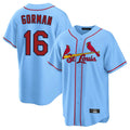 Elroe St. Louis Cardinals #16 Nolan Gorman Player Light Blue Home Game Stitched Jerseys