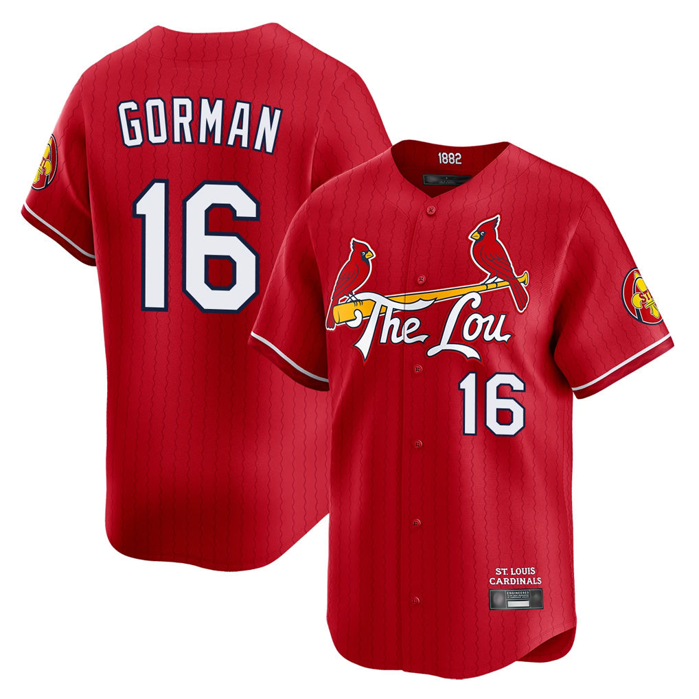 Elroe St. Louis Cardinals #16 Nolan Gorman Player Red City Connect Limited Stitched Jerseys