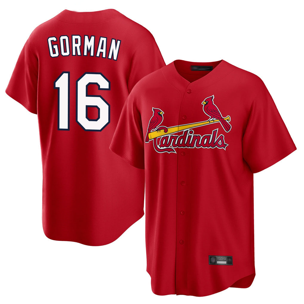 Elroe St. Louis Cardinals #16 Nolan Gorman Player Red Home Game Stitched Jerseys