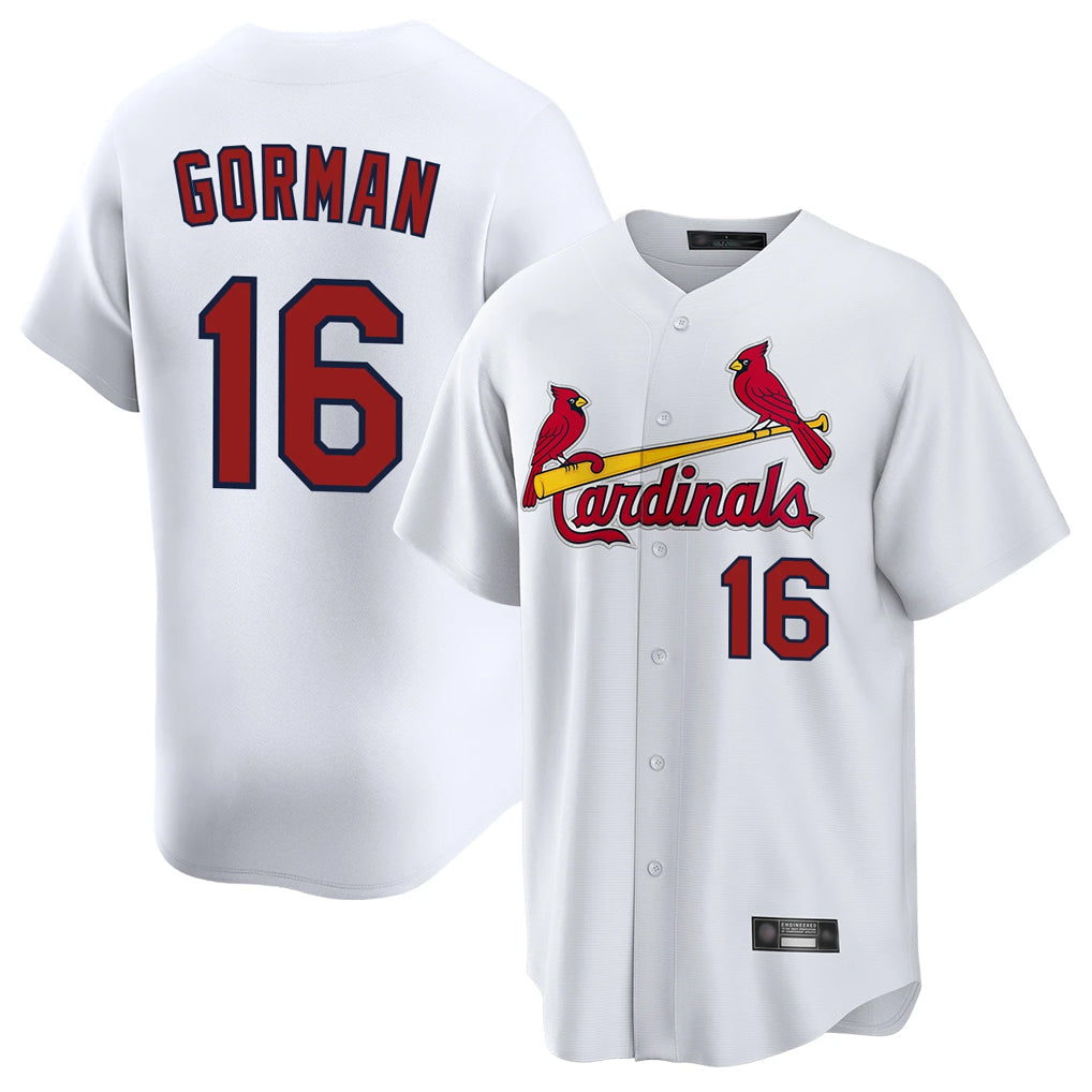 Elroe St. Louis Cardinals #16 Nolan Gorman Player White Home Game Stitched Jerseys
