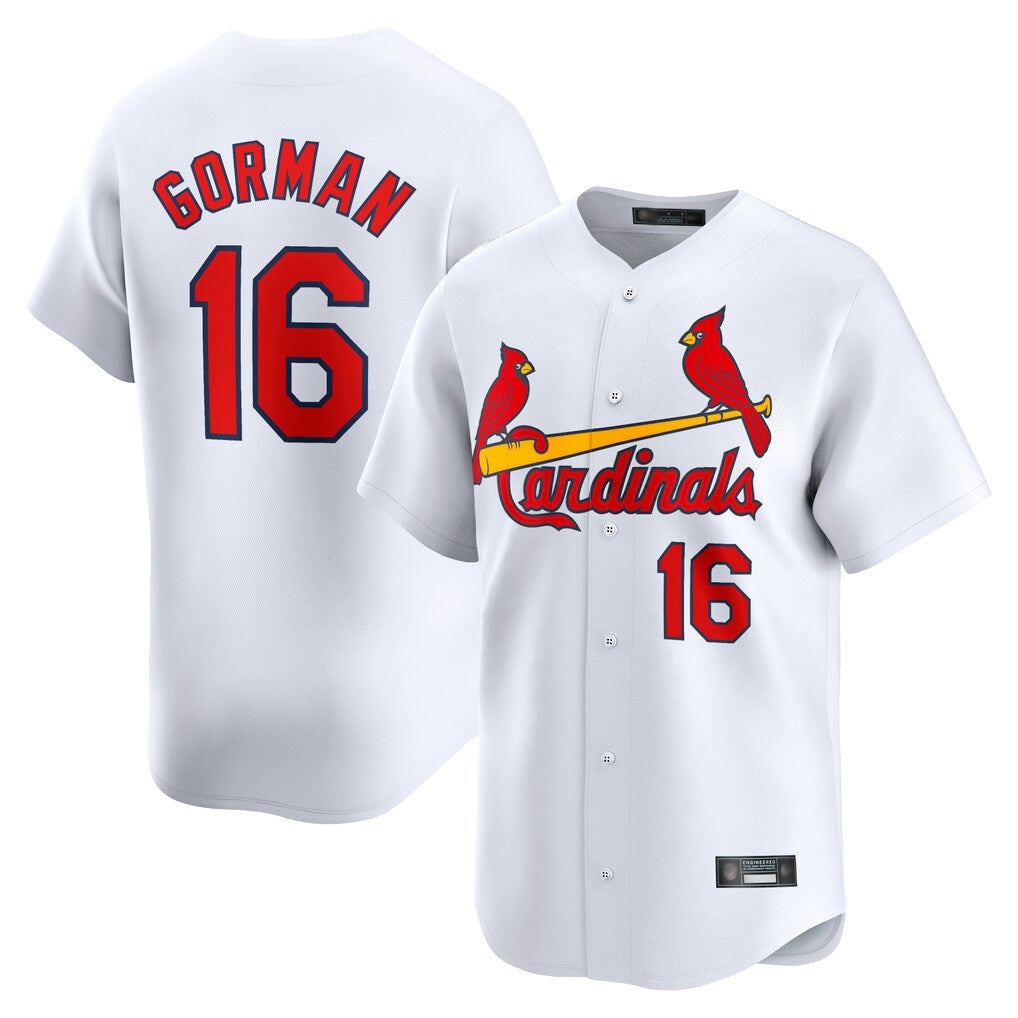 Elroe St. Louis Cardinals #16 Nolan Gorman Player White Home Limited Stitched Jerseys