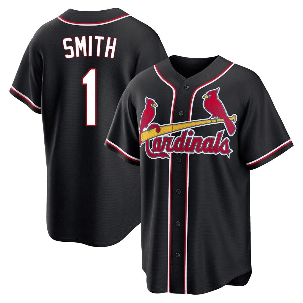 Elroe St. Louis Cardinals #1 Ozzie Smith Player Black Carbon Fashio Game Stitched Jerseys