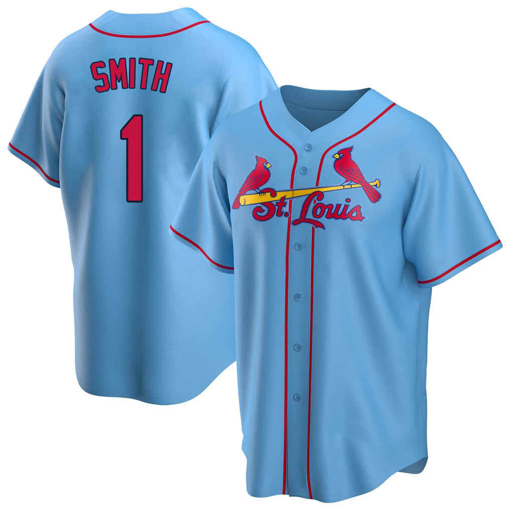 Elroe St. Louis Cardinals #1 Ozzie Smith Player Light Blue Home Game Stitched Jerseys