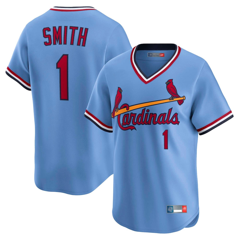 Elroe St. Louis Cardinals #1 Ozzie Smith Player Light Blue Throwback Cooperstown Collection Limited Stitched Jerseys