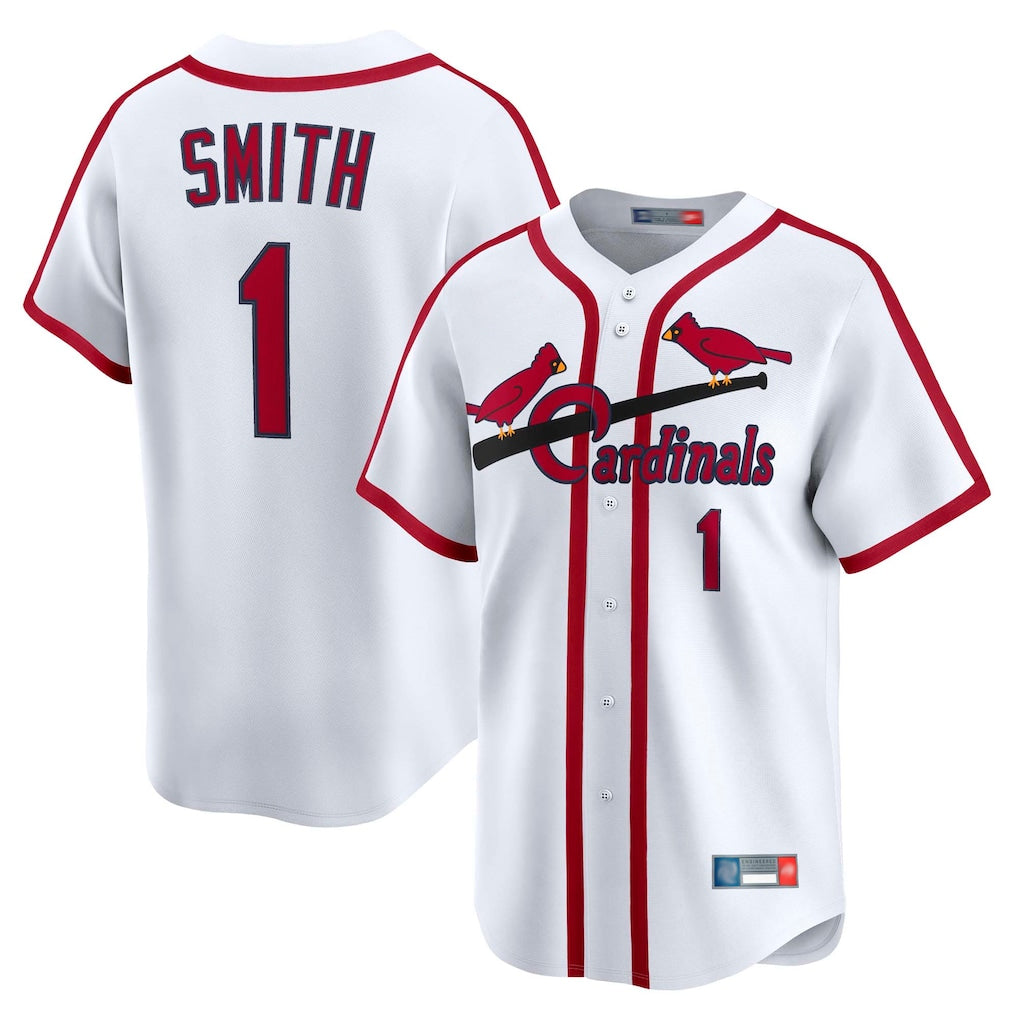 Elroe St. Louis Cardinals #1 Ozzie Smith Player White Throwback Cooperstown Collection Limited Stitched Jerseys