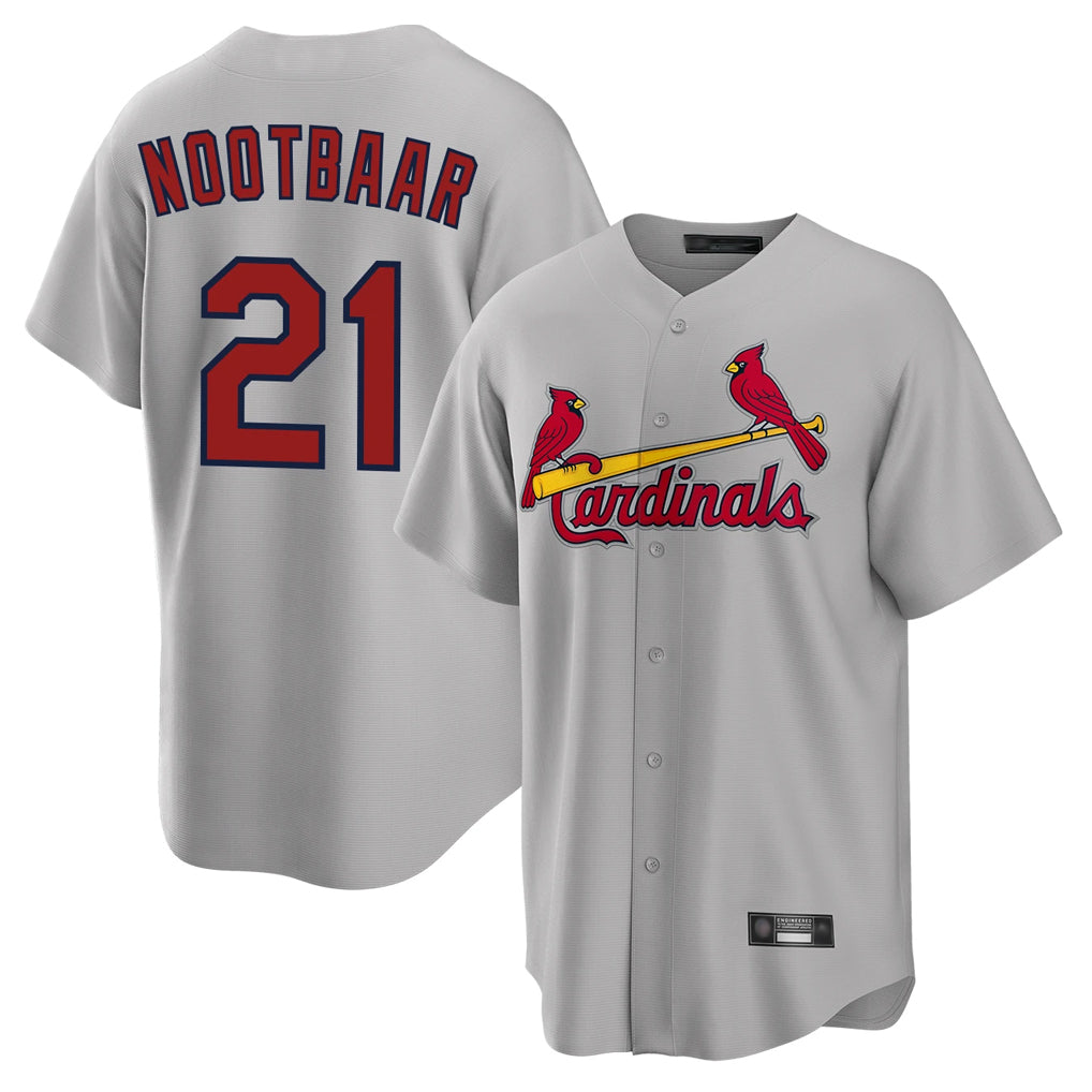 Elroe St. Louis Cardinals #21 Lars Nootbaar Player Gary Home Game Stitched Jerseys