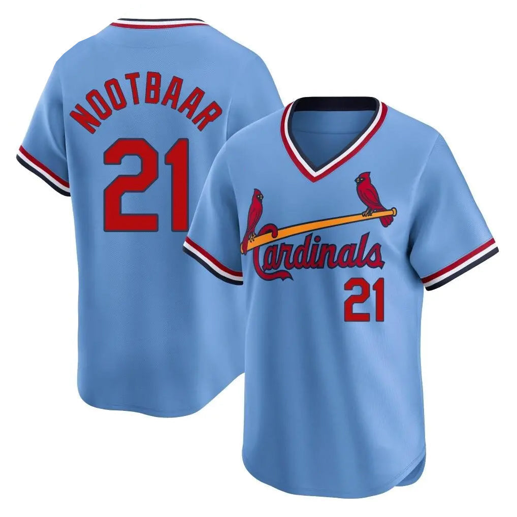 Elroe St. Louis Cardinals #21 Lars Nootbaar Player Light Blue City Connect Home T-shirt Stitched Jerseys