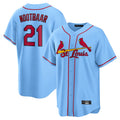 Elroe St. Louis Cardinals #21 Lars Nootbaar Player Light Blue Home Game Stitched Jerseys