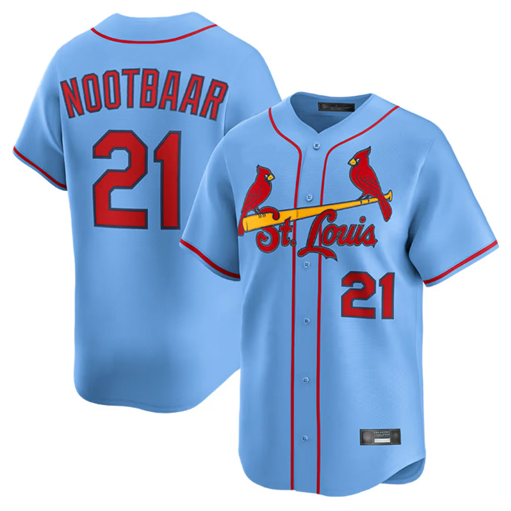 Elroe St. Louis Cardinals #21 Lars Nootbaar Player Light Blue Home Limited Stitched Jerseys