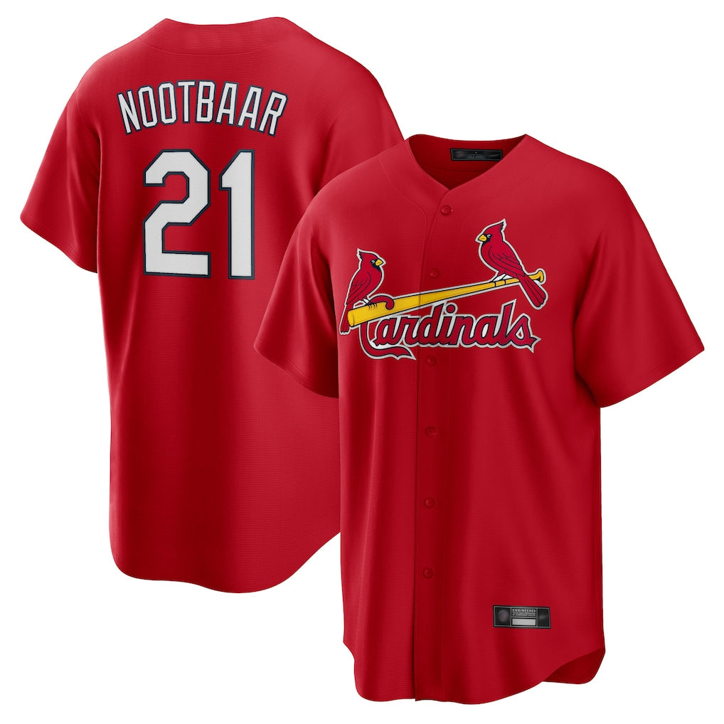 Elroe St. Louis Cardinals #21 Lars Nootbaar Player Red Home Game Stitched Jerseys