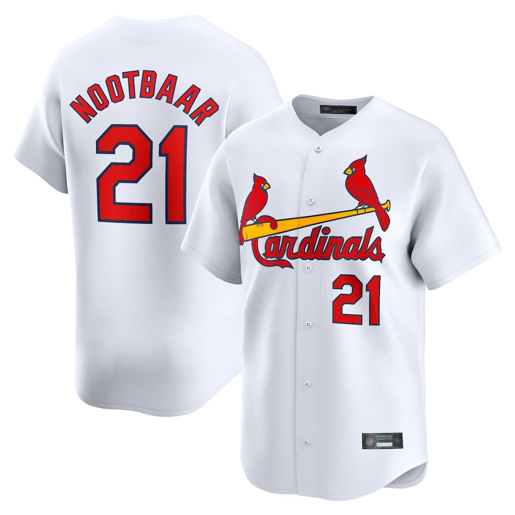 Elroe St. Louis Cardinals #21 Lars Nootbaar Player White Home Limited Stitched Jerseys