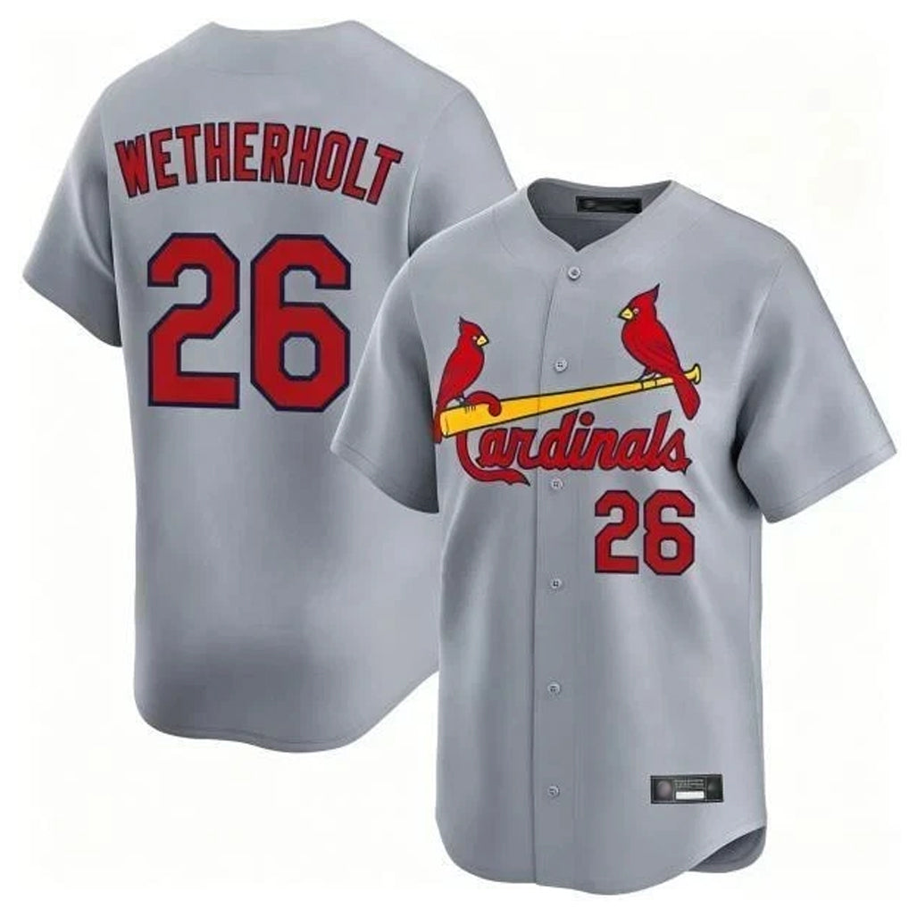 Elroe St. Louis Cardinals #26 JJ Wetherholt Player Gray Home Limited Stitched Jerseys