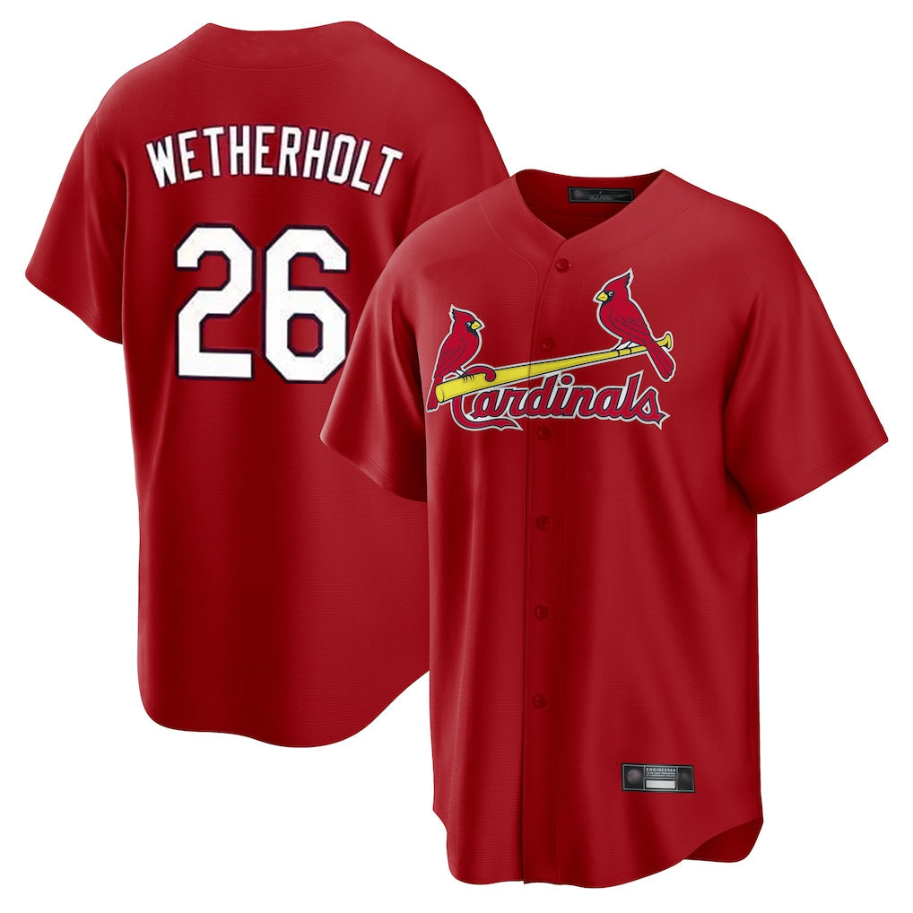 Elroe St. Louis Cardinals #26 JJ Wetherholt Player Red Home Game Stitched Jerseys