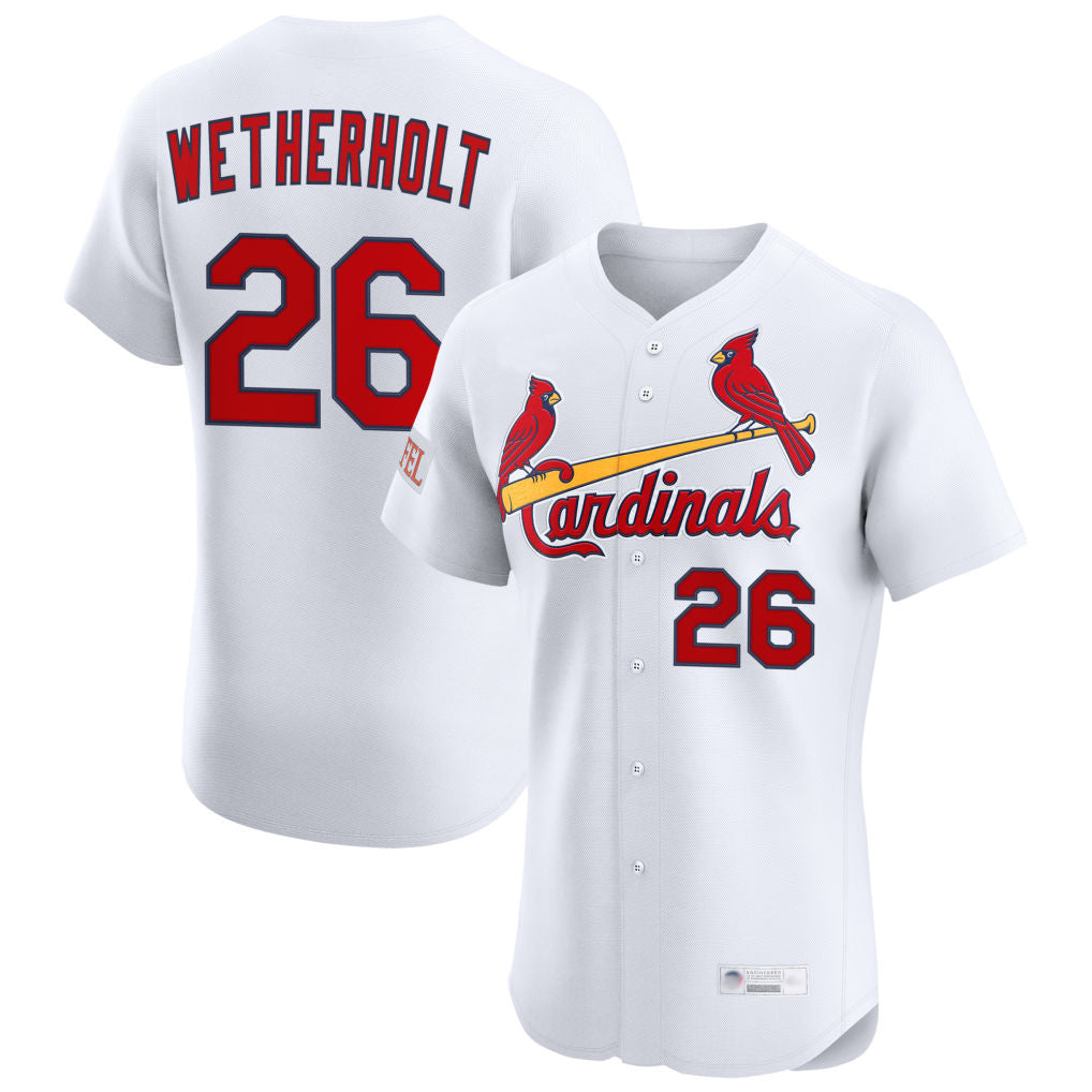 Elroe St. Louis Cardinals #26 JJ Wetherholt Player White Home Limited Elite Stitched Jerseys