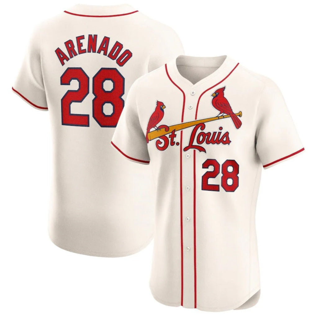 Elroe St. Louis Cardinals #28 Nolan Arenado Player Cream Home Limited Elite Stitched Jerseys