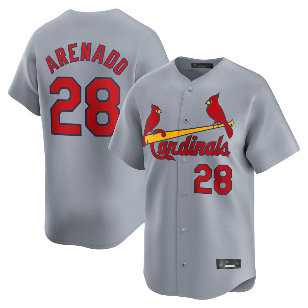 Elroe St. Louis Cardinals #28 Nolan Arenado Player Gray Home Limited Stitched Jerseys