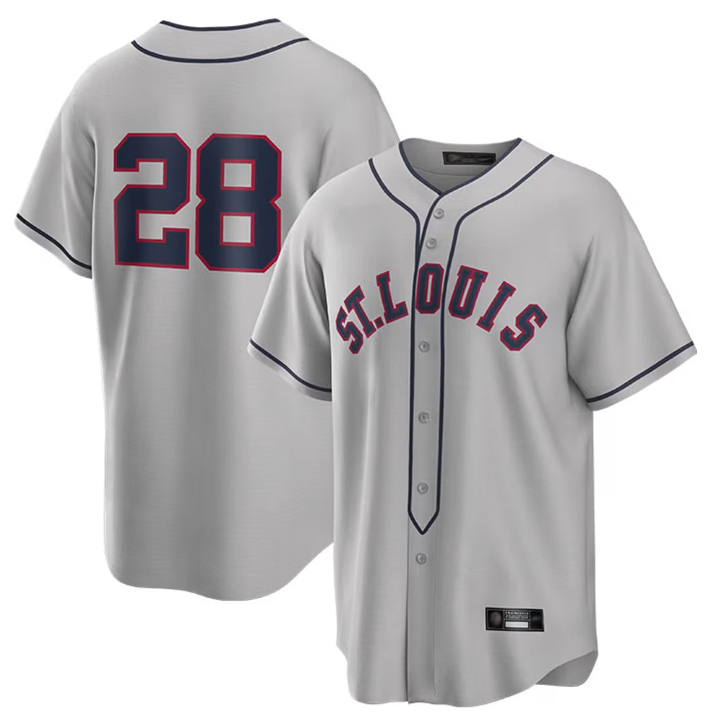 Elroe St. Louis Cardinals #28 Nolan Arenado Player Gray Home Replica Stitched Jerseys