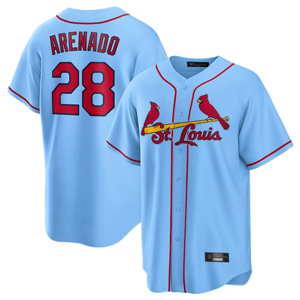 Elroe St. Louis Cardinals #28 Nolan Arenado Player Light Blue Home Game Stitched Jerseys
