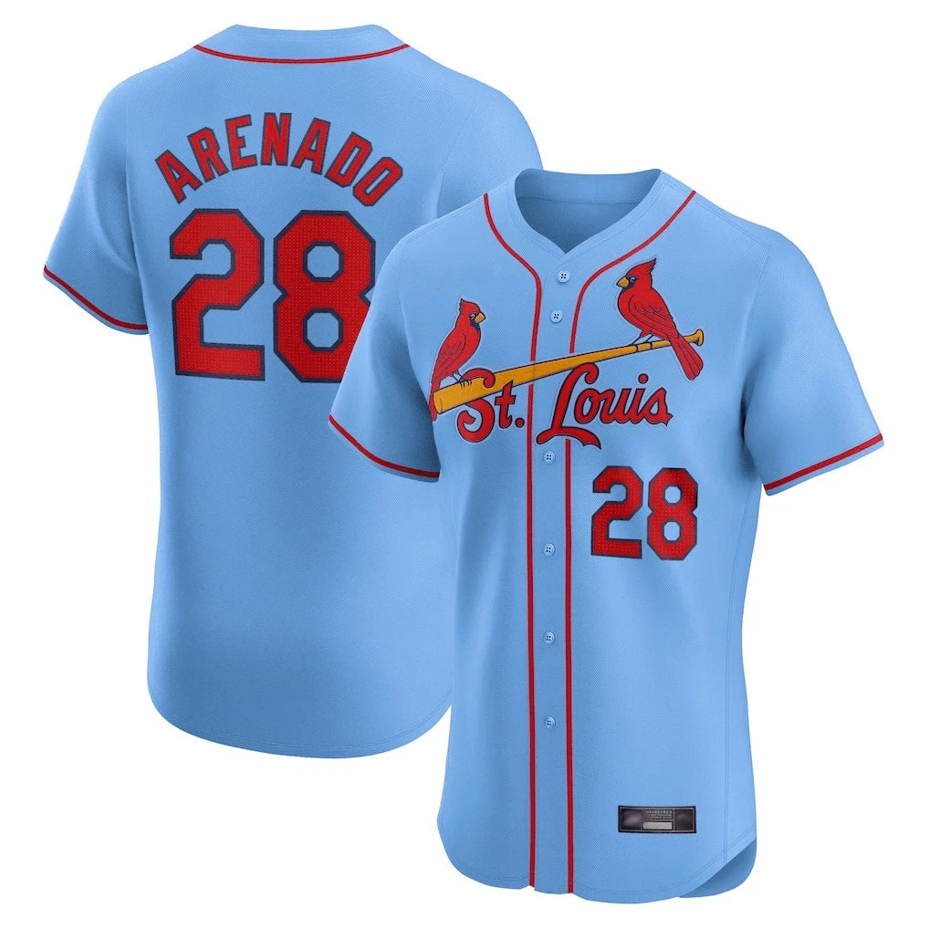 Elroe St. Louis Cardinals #28 Nolan Arenado Player Light Blue Home Limited Elite Stitched Jerseys