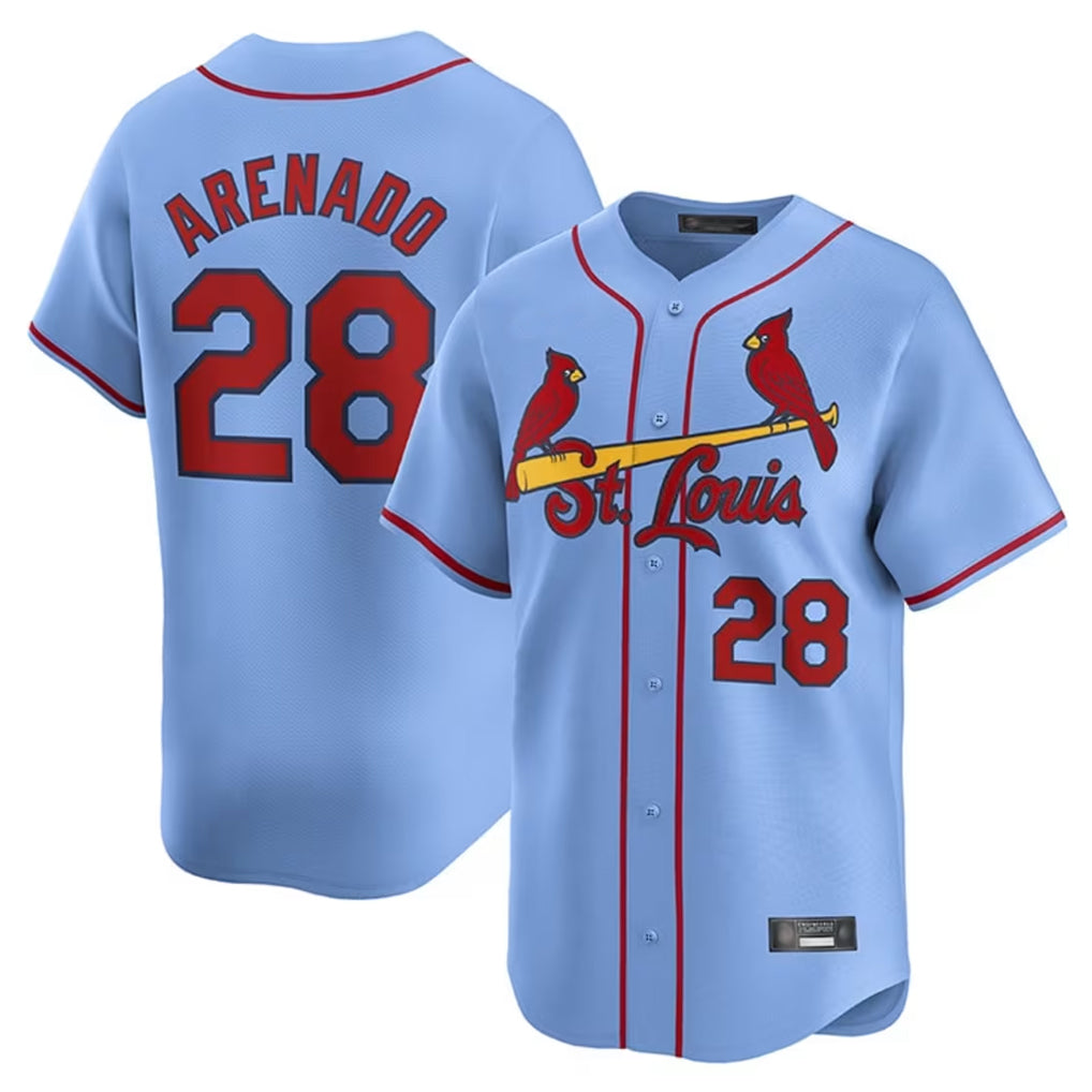 Elroe St. Louis Cardinals #28 Nolan Arenado Player Light Blue Home Limited Stitched Jerseys