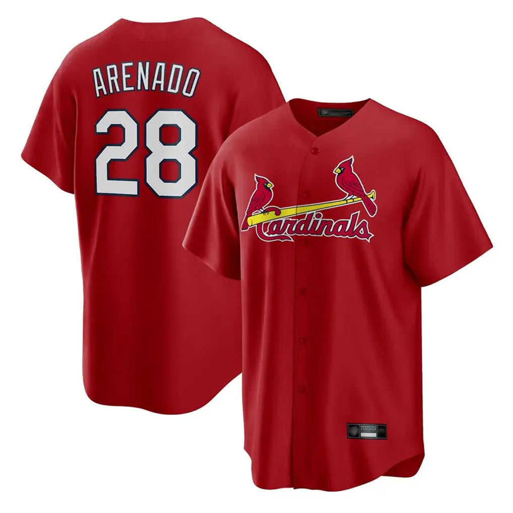 Elroe St. Louis Cardinals #28 Nolan Arenado Player Red Home Game Stitched Jerseys