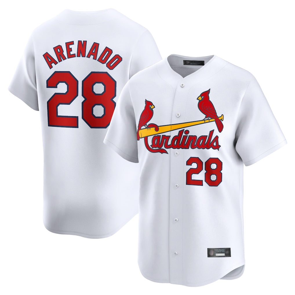 Elroe St. Louis Cardinals #28 Nolan Arenado Player White Home Limited Stitched Jerseys