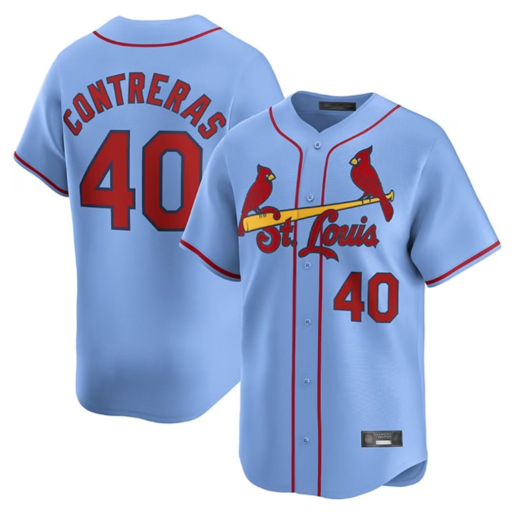Elroe St. Louis Cardinals #40 Willson Contreras Player Light Blue Home Limited Stitched Jerseys