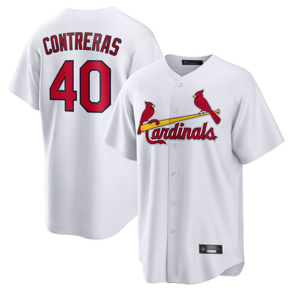 Elroe St. Louis Cardinals #40 Willson Contreras Player White Home Game Stitched Jerseys
