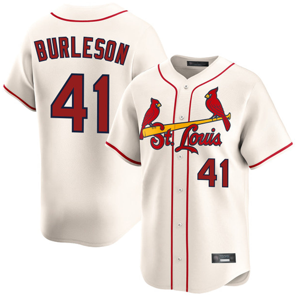 Elroe St. Louis Cardinals #41 Alec Burlesona Player Cream Home Limited Stitched Jerseys